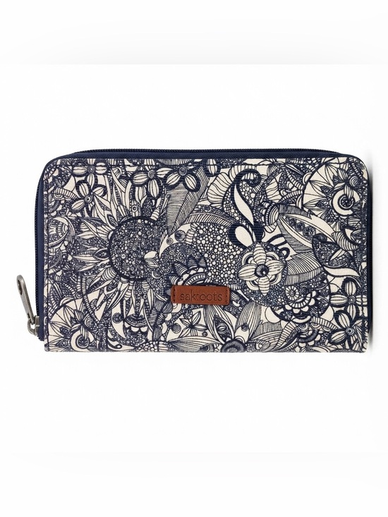 Sakroots Handbags - Sakroots Artist Circle Zip Around Wallet – Blue Floral